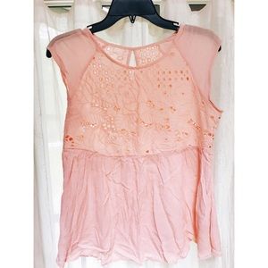 Pale Pink Eyelet Babydoll T